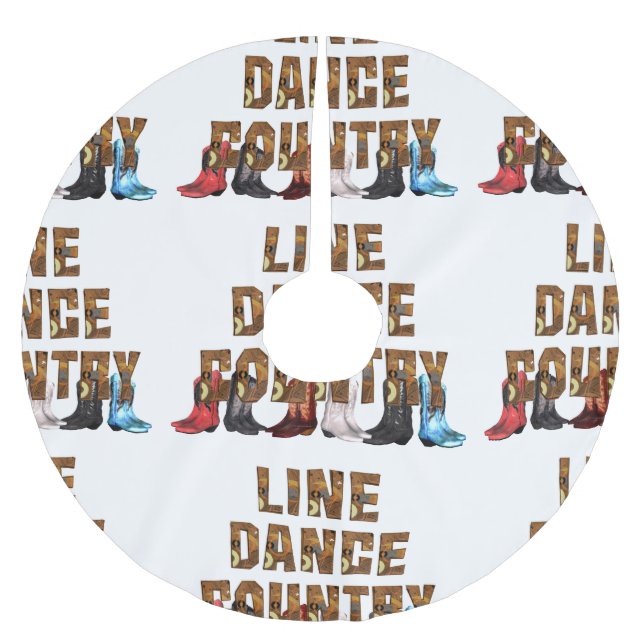 Saia Para Árvore De Natal De Poliéster Linha dança do país do T (Frente)