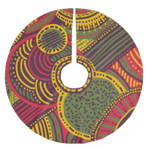 Saia Para Árvore De Natal De Poliéster Linhas Abstrato coloridas   Cor-de-rosa Amarelo ve