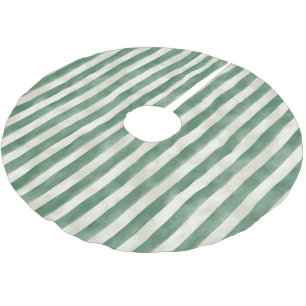 Saia Para Árvore De Natal De Poliéster Listras de Creme Verde de Inverno Natal