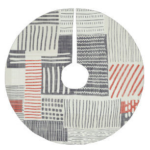 Saia Para Árvore De Natal De Poliéster Listras geométricas desenhadas à mão, padrão sem c