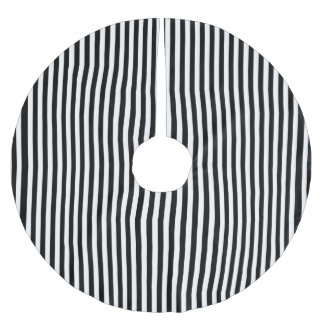 Saia Para Árvore De Natal De Poliéster Listras modernas preto e branco elegantes