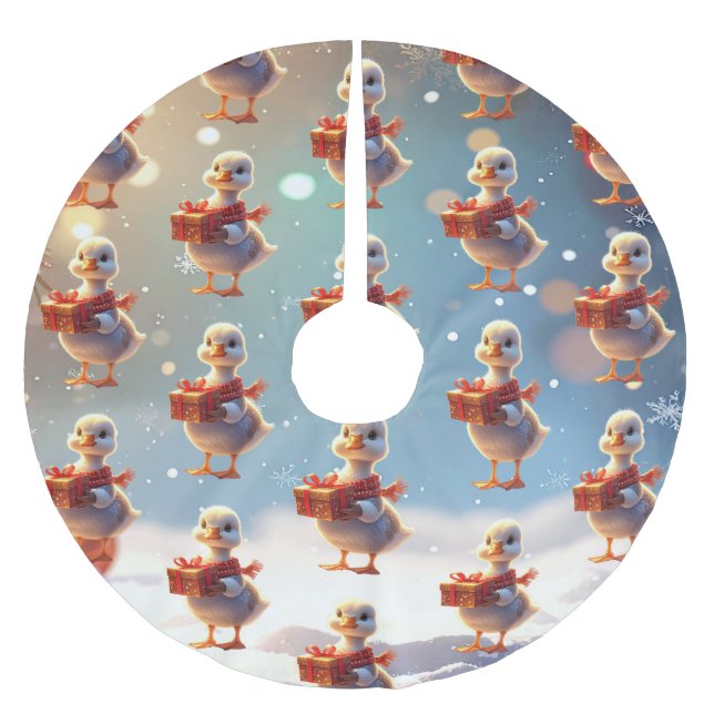 Saia Para Árvore De Natal De Poliéster Little Duck Christmas Tree Skirt (Frente)