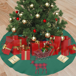 Saia Para Árvore De Natal De Poliéster Logotipo vermelho da xadrez vermelha de renas de N