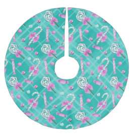 SAIA PARA ÁRVORE DE NATAL DE POLIÉSTER LOLÍPPIAS VERDES E PURPAS DE FERIADO E CANDITA