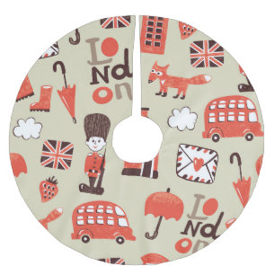 Saia Para Árvore De Natal De Poliéster London Childish Design de Padrão Engraçado