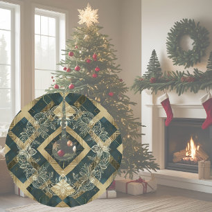 Saia Para Árvore De Natal De Poliéster Lugar Dourado e verde feriado