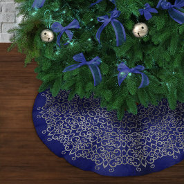 SAIA PARA ÁRVORE DE NATAL DE POLIÉSTER LUXURY SILVER & MARINHO BLUE NATAL DAMASK CLASSES