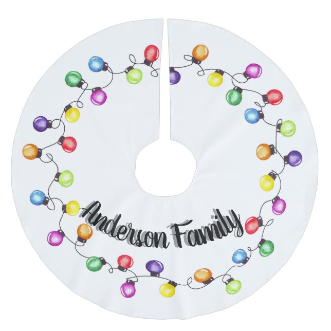 Saia Para Árvore De Natal De Poliéster Luzes de Natal Personalizadas (Frente)