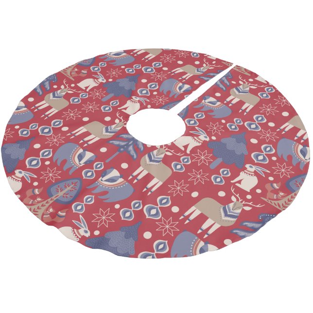 Saia Para Árvore De Natal De Poliéster Madeira escandinava Vedante de inverno (Inclinado)