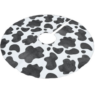 Saia Para Árvore De Natal De Poliéster Manchas de Vaca Padrão Impressão em Preto e Branco