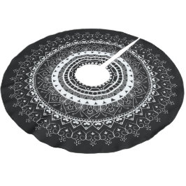 Saia Para Árvore De Natal De Poliéster Mandala Branco Preto