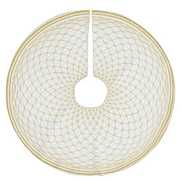 Saia Para Árvore De Natal De Poliéster Mandala do Chakra da Coroa Dourada em Branco