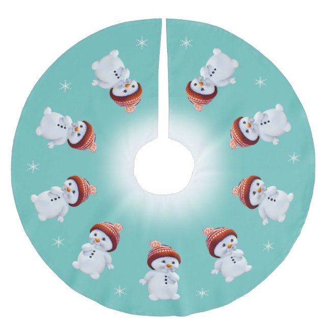 Saia Para Árvore De Natal De Poliéster Mandala e flocos de neve bonitos (Frente)