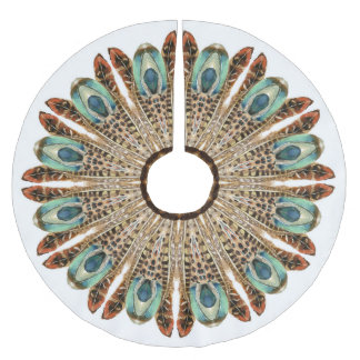 Saia Para Árvore De Natal De Poliéster Mandala Feather Watercolor: Design de rendas natur