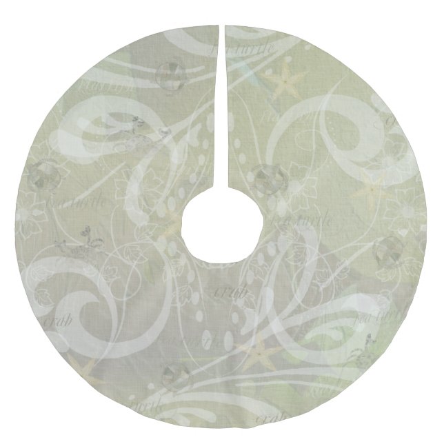 Saia Para Árvore De Natal De Poliéster Mar da casa de praia (Frente)