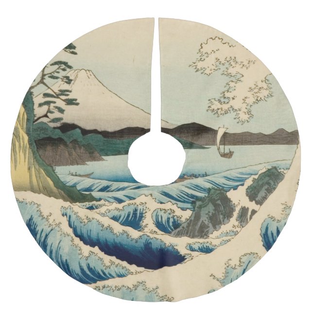 Saia Para Árvore De Natal De Poliéster Mar Japonês de Satta Hiroshige Art (Frente)