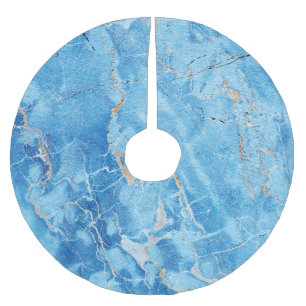 Saia Para Árvore De Natal De Poliéster Marble Elegance: Superfície Texturizada Natural.