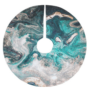 Saia Para Árvore De Natal De Poliéster Marble Handmade: Textura De Luxo Tradicional.