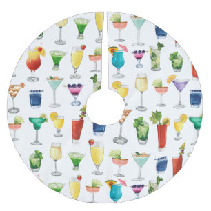 Saia Para Árvore De Natal De Poliéster Marca de Tota de Cocktail Vívido Watercolor