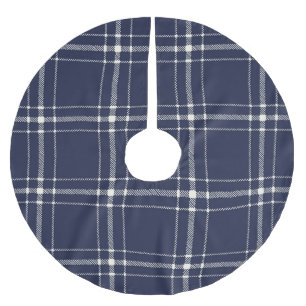 Saia Para Árvore De Natal De Poliéster Marinho Blue Xadrez Farmhouse País Simples Modern