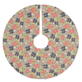 Saia Para Árvore De Natal De Poliéster Marinho Branco de Poinsettia de Natal desenhado