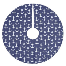 Saia Para Árvore De Natal De Poliéster Marinho náutico das âncoras - saia da árvore de