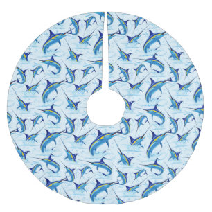 Saia Para Árvore De Natal De Poliéster Marlin Azul Saltando do Oceano