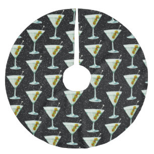 Saia Para Árvore De Natal De Poliéster Martini Cocktail Pattern