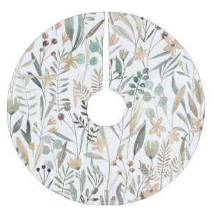 Saia Para Árvore De Natal De Poliéster Meadow Wildflower: Watercolor Charm.