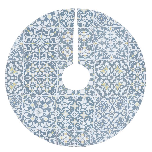 Saia Para Árvore De Natal De Poliéster Mediterranean Tiles, Moroccan, Majolica, Azulejo (Frente)