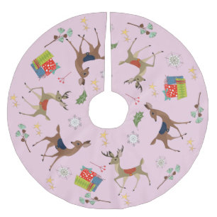 Saia Para Árvore De Natal De Poliéster meio século Modern   Natal Presente Retro Rosa Ro