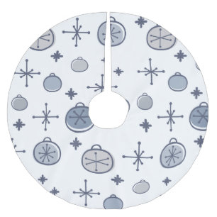 Saia Para Árvore De Natal De Poliéster Meio século Moderno Retron Christmas Art Silver