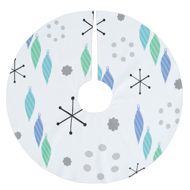 Saia Para Árvore De Natal De Poliéster Meio século Moderno Verde de inverno (Frente)