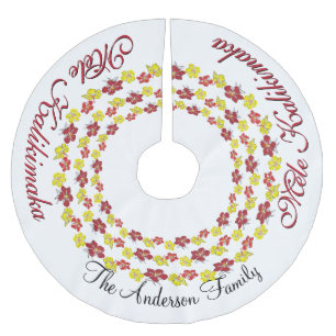Saia Para Árvore De Natal De Poliéster Mele Kalikimaka Havaiano SEU NOME Tree Skirt