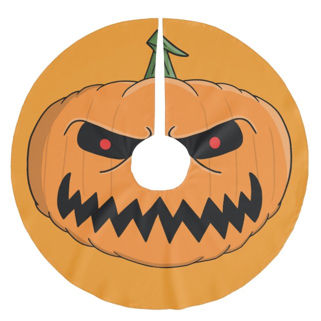 Saia Para Árvore De Natal De Poliéster Menacing Jack O'Lantern Halloween (Frente)