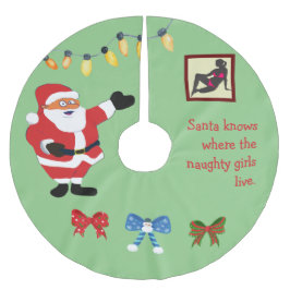 Saia Para Árvore De Natal De Poliéster Menina travessa Papais noeis ruins Piada divertida