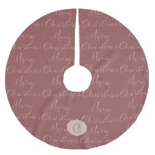 Saia Para Árvore De Natal De Poliéster Mensagem cor-de-rosa do Feliz Natal do cameo