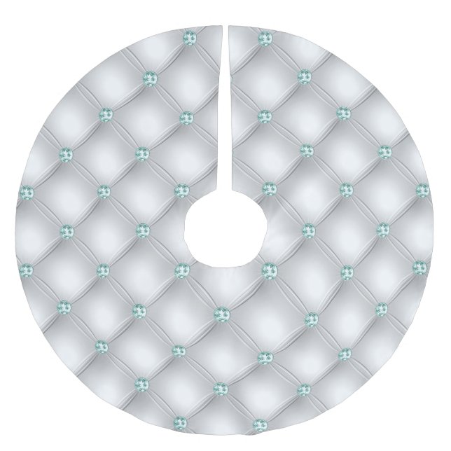 Saia Para Árvore De Natal De Poliéster Metálico Satin White Mint Green Bling (Frente)