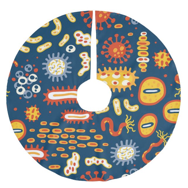 Saia Para Árvore De Natal De Poliéster Microrganismos Azul Escuro: Padrão Biológico (Frente)