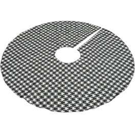 Saia Para Árvore De Natal De Poliéster Mini teste padrão de Houndstooth preto e branco