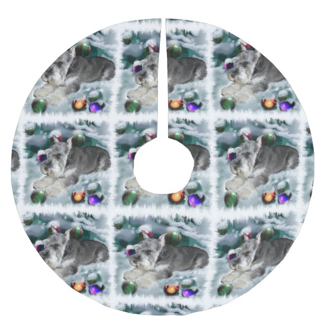 Saia Para Árvore De Natal De Poliéster Miniatura Schnauzer Natal (Frente)