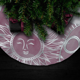 Saia Para Árvore De Natal De Poliéster Mística Solar Luas-lua-cor-de-rosa Estrelas Verm