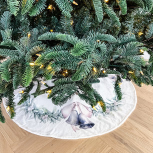 Saia Para Árvore De Natal De Poliéster Mistletoe Silver Balls White