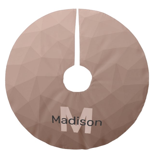 Saia Para Árvore De Natal De Poliéster Mocha Brown — Padrão geométrico de malha Monograma (Frente)