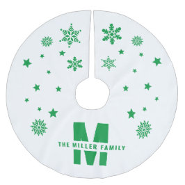 Saia Para Árvore De Natal De Poliéster Modelo Verde Branco com Nome Personalizado Único