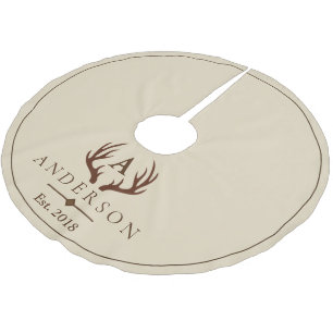 Saia Para Árvore De Natal De Poliéster Moderno Elegante Russo Marrom Deer Antlers & Taupe
