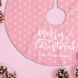 Saia Para Árvore De Natal De Poliéster Moderno - Rosa Simples - Nome Feliz de Natal