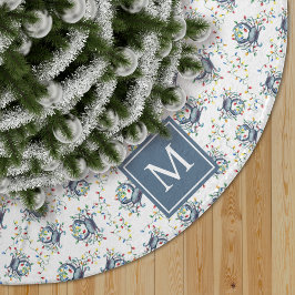 Saia Para Árvore De Natal De Poliéster Monogram Coastal Crab Christmas Lights