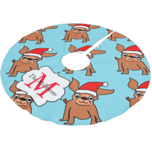 Saia Para Árvore De Natal De Poliéster Monograma Chihuahua