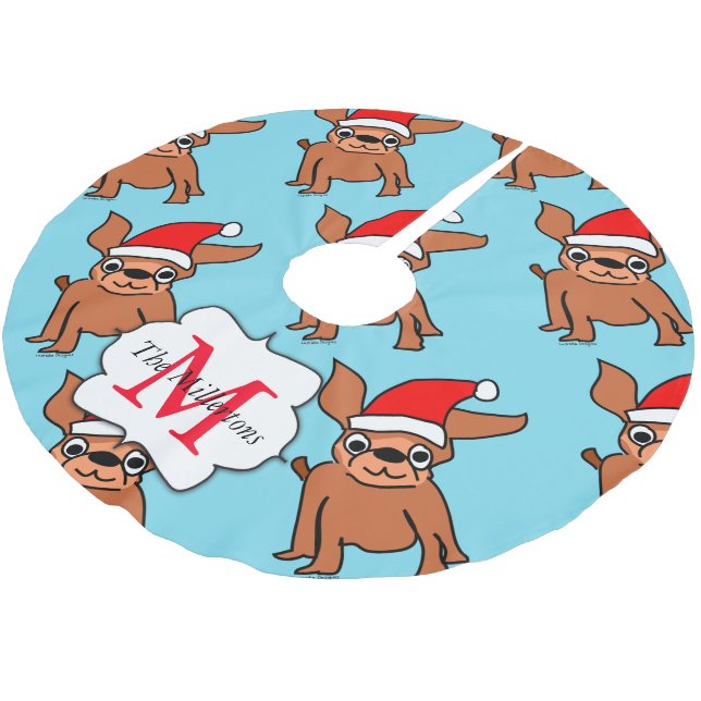 Saia Para Árvore De Natal De Poliéster Monograma Chihuahua (Inclinado)